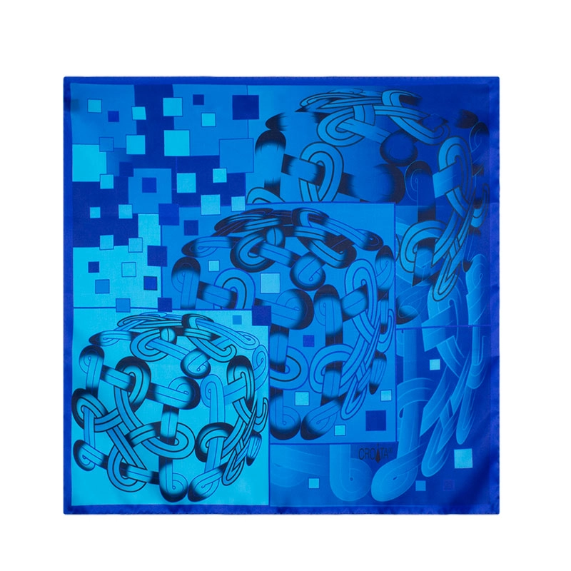 Small scarf CROATA Thematic Scarf, thematic Braiding Light blue  Silk 100%  
