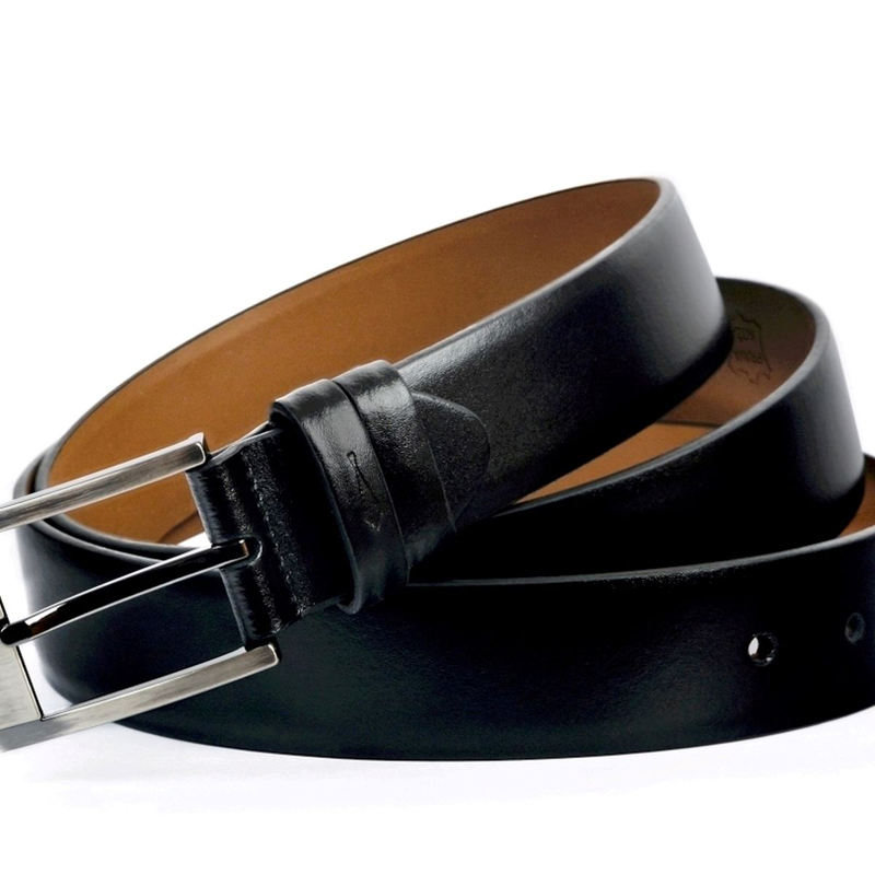 Belt CROATA CROATA Classic Single tongue buckle Solid Black  Leather 100%  
