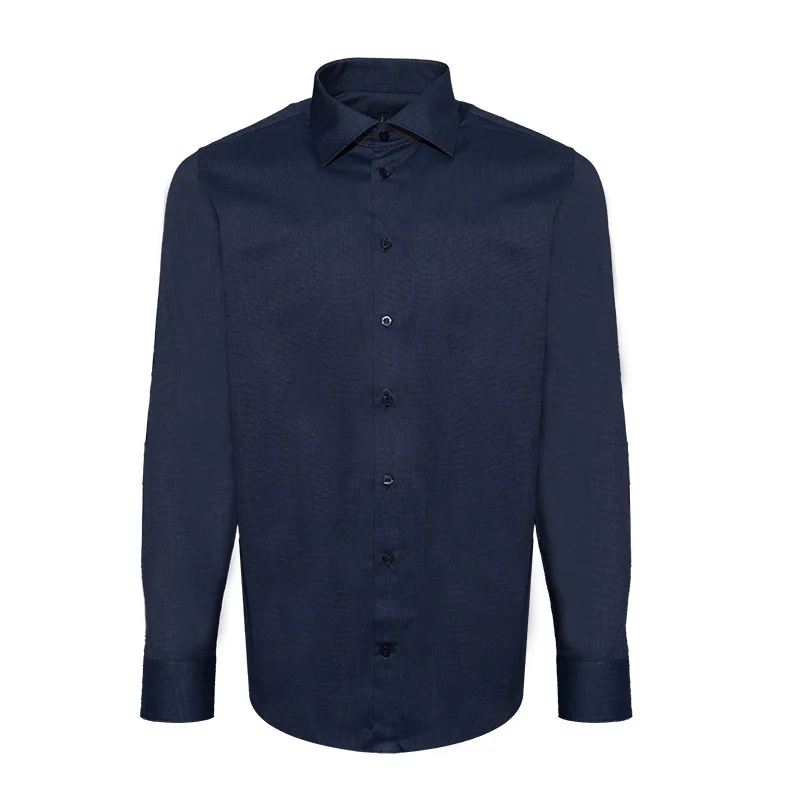 Dress shirt CROATA Trend Classic Tailored Solid Dark blue  Cotton 100%  Long sleeve