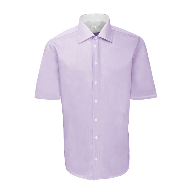 Dress shirt CROATA Elementum Classic Slim Solid Lilac  Cotton 100%  Short sleeve