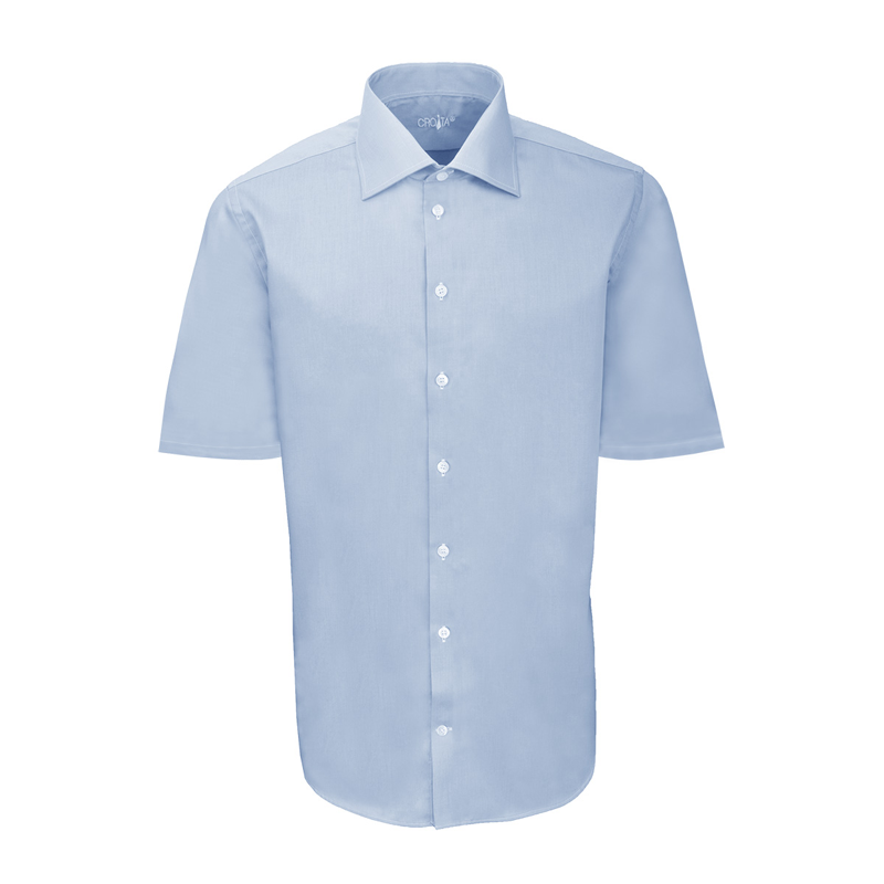 Dress shirt CROATA Elementum Classic Slim Solid Light blue  Cotton 100%  Short sleeve