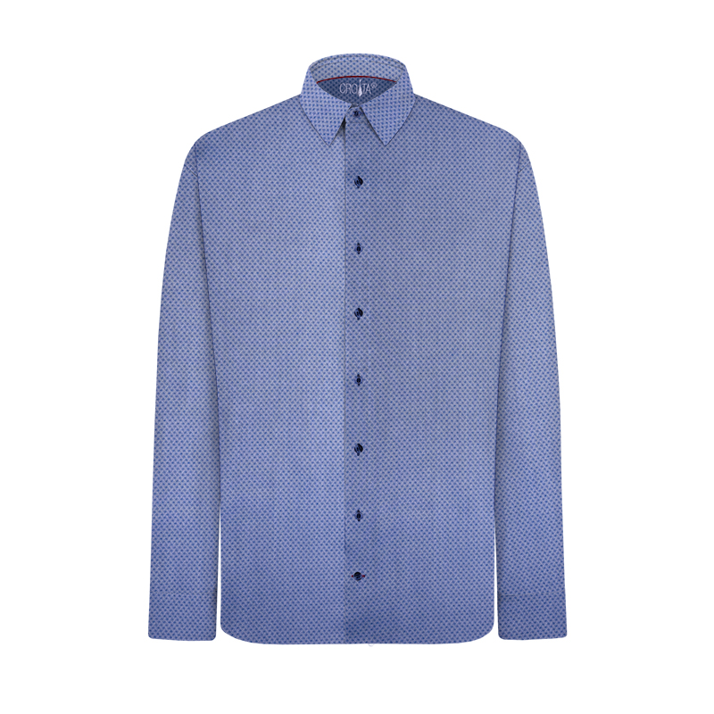 Dress shirt CROATA Brijuni Classic Tailored Solid textured Light grey  Cotton 100%  Long sleeve