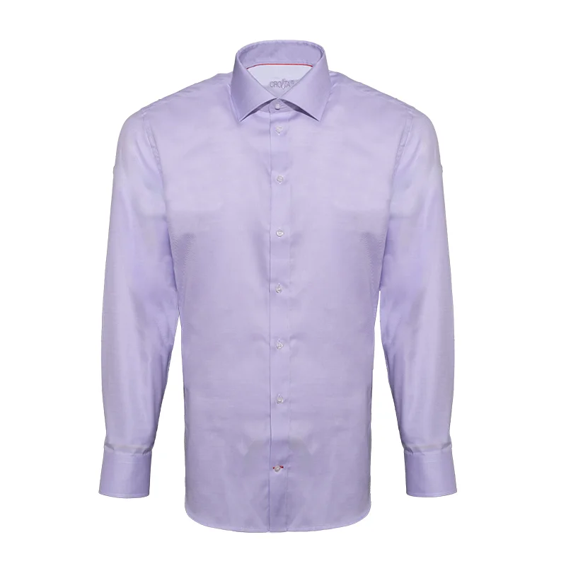 Dress shirt CROATA Brijuni Classic Slim Solid textured Lilac  Cotton 100%  Long sleeve