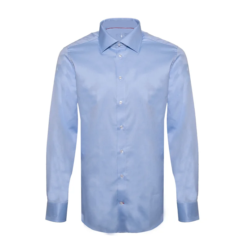 Dress shirt CROATA Brijuni Classic Tailored Solid textured Light blue  Cotton 100%  Long sleeve