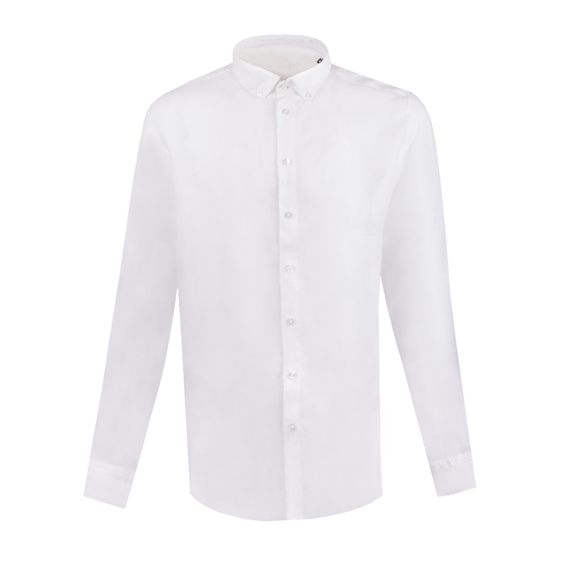Dress shirt CROATA  Brijuni linen  Classic Tailored Solid textured White  Linen 100%  Long sleeve