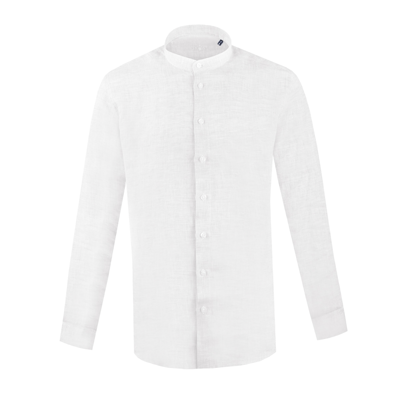 Dress shirt CROATA  Brijuni linen  Classic Tailored Solid textured White  Linen 100%  Long sleeve