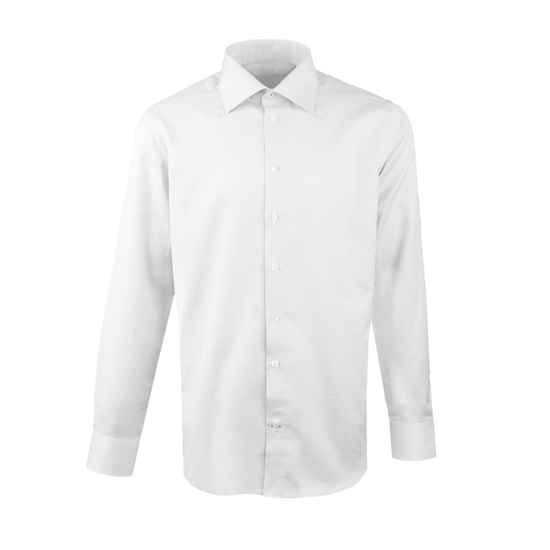 Dress shirt CROATA Dubrovnik Classic Tailored Solid textured White  Cotton 100%  Long sleeve